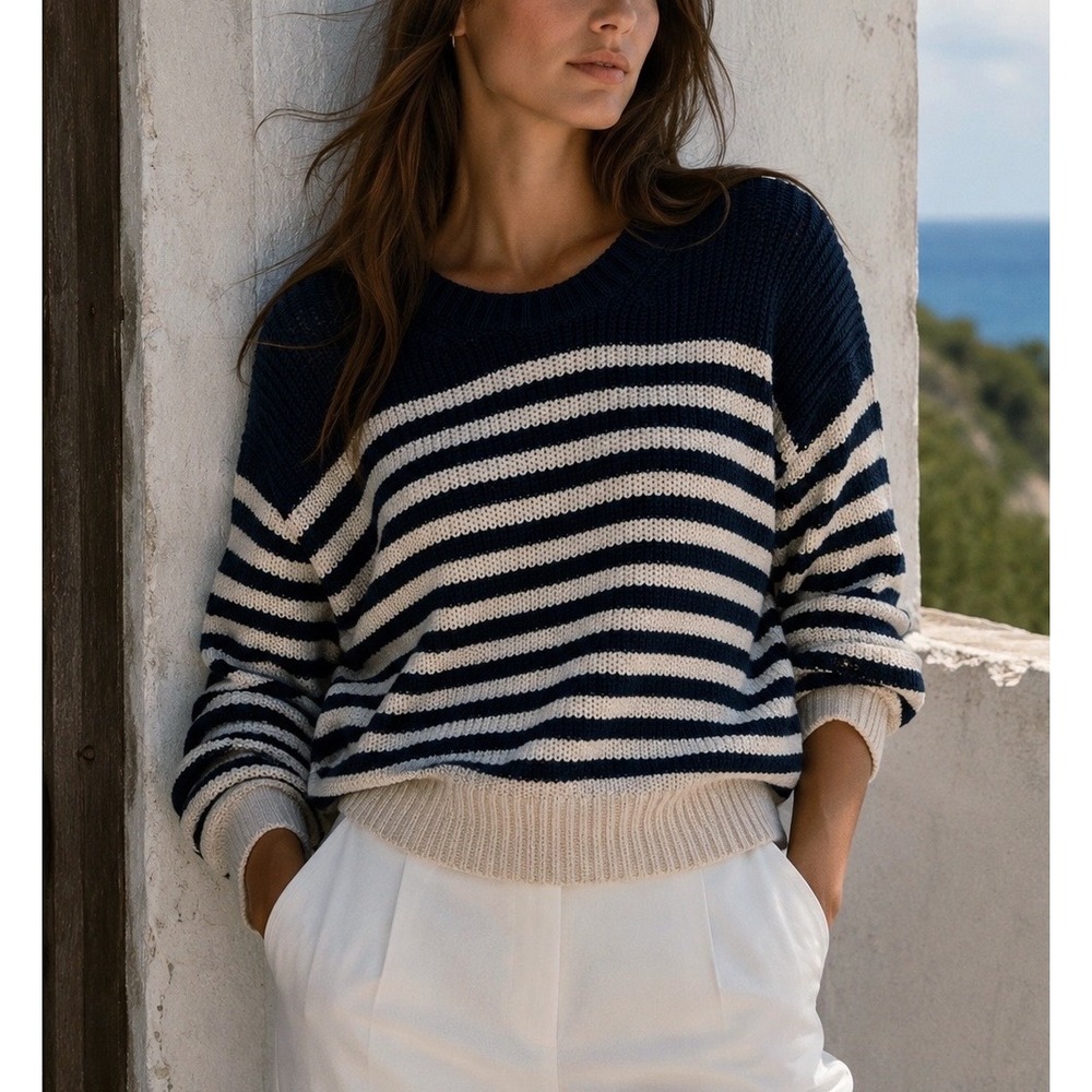 J. CREW Oversized Crewneck Sweater in Stripe BH458